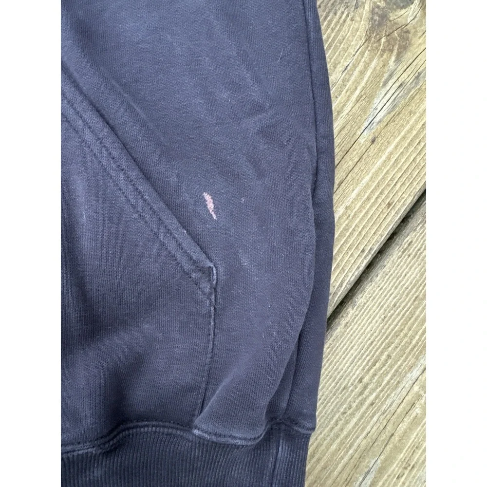 Carhartt Hoodie L Faded Black Distressed Heavyweight Workwear Hooded